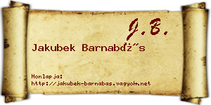 Jakubek Barnabás névjegykártya